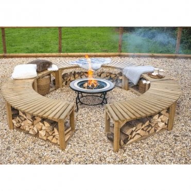 Curved Firepit Benches Set of 2