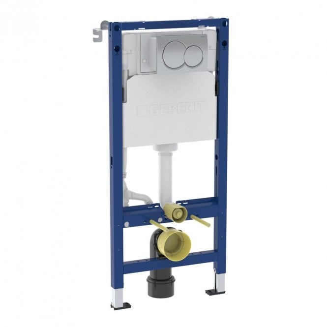 Geberit Duofix 112cm Wall Hung WC Frame, Alpha Cistern & Alpha01 Chrome Round Plate