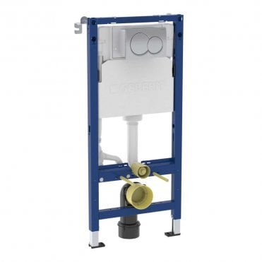 Duofix 112cm Wall Hung WC Frame, Alpha Cistern & Alpha01 Chrome Round Plate