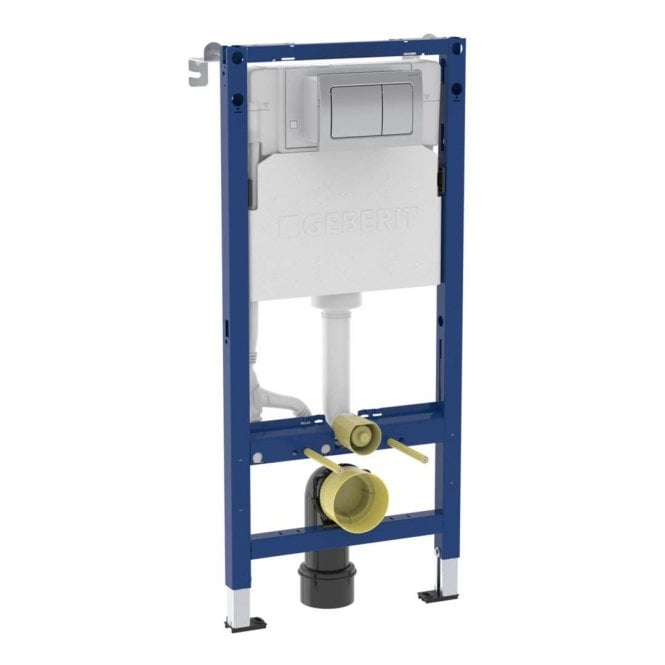 Geberit Duofix 112cm Wall Hung WC Frame, Alpha Cistern & Alpha01 Chrome Square Plate