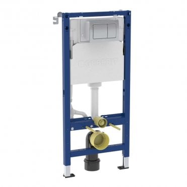 Duofix 112cm Wall Hung WC Frame, Alpha Cistern & Alpha01 Chrome Square Plate