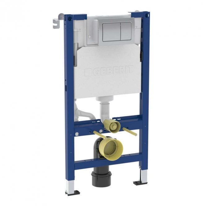Geberit Duofix 98cm Wall Hung WC Frame, Alpha Cistern & Alpha01 Chrome Square Plate
