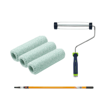 9" Soft Grip Cage Frame - 5 Medium pile Roller Sleeves - Medium Extension Pole