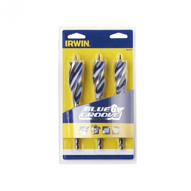 Irwin 3-Piece Blue Groove 6X Wood Drill Bit Set