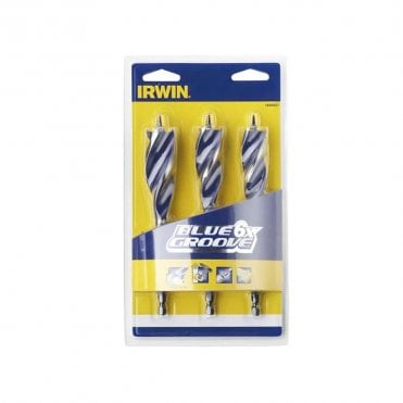 3-Piece Blue Groove 6X Wood Drill Bit Set