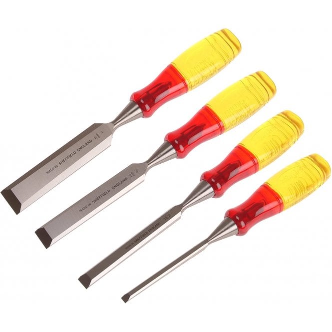 IRWIN MARPLES M373 Bevel Edge Chisel Splitproof Handle Set, 4 Piece