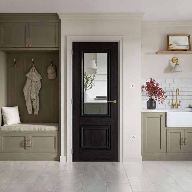 JB Kind Burghley Black Laminate Glazed Internal Door