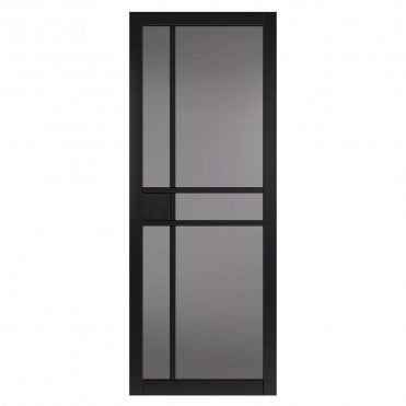 City Black Tinted Glass Internal Door P/F Glazed