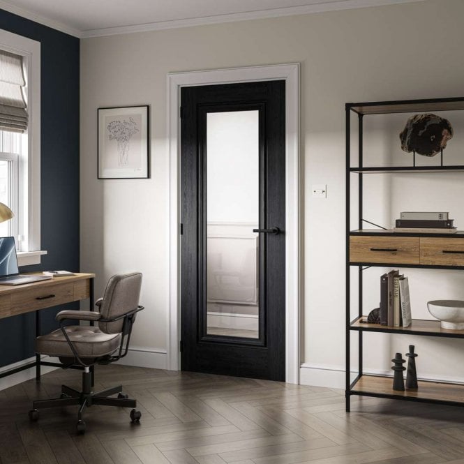 JB Kind Haddon Black Laminate Glazed Internal Door