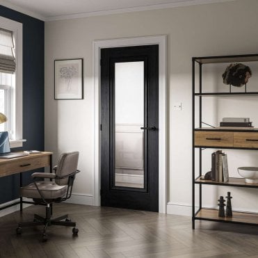 Haddon Black Laminate Glazed Internal Door