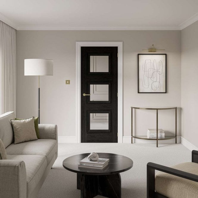 JB Kind Kedleston Black Laminate Glazed Internal Door