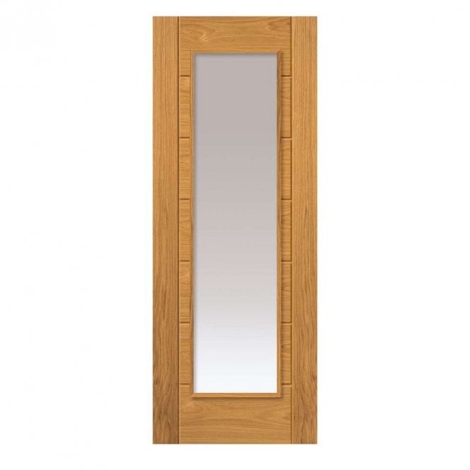 JB Kind Palomino Oak Clear Glazed Internal Door P/F