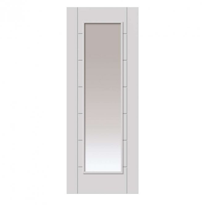 JB Kind Palomino White Primed Clear Glazed Internal Door U/F