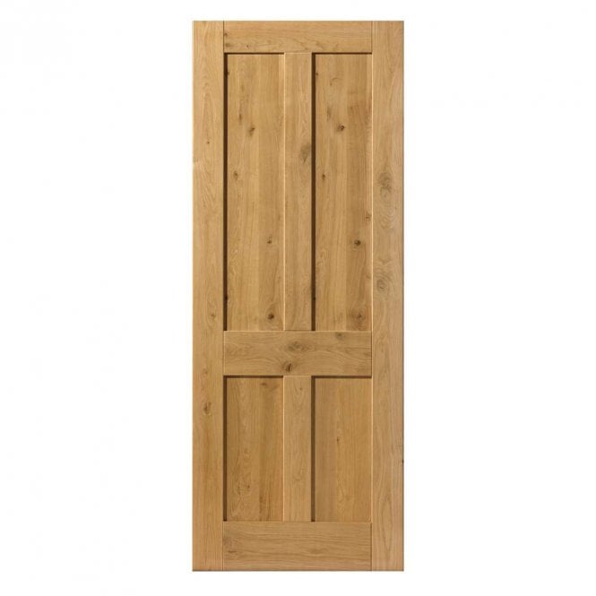 JB Kind Rustic Oak 4 Panel Internal Door P/F