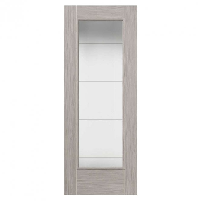 JB Kind Tigris Light Grey Full Glazed Laminate Internal Door P/F