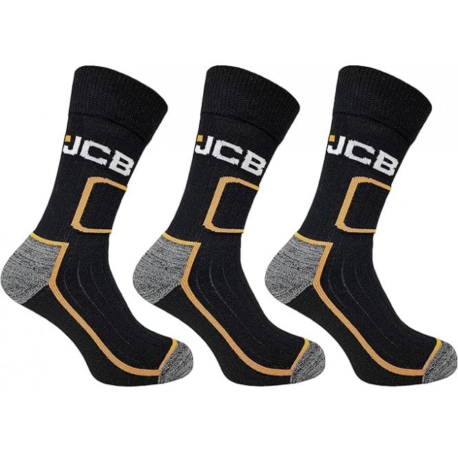 JCB 6-11 Black Shin Protext Work Socks 3 Pack