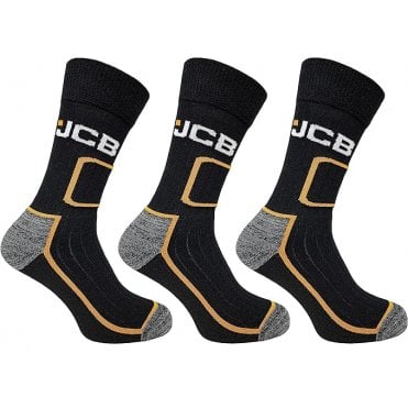 6-11 Black Shin Protext Work Socks 3 Pack