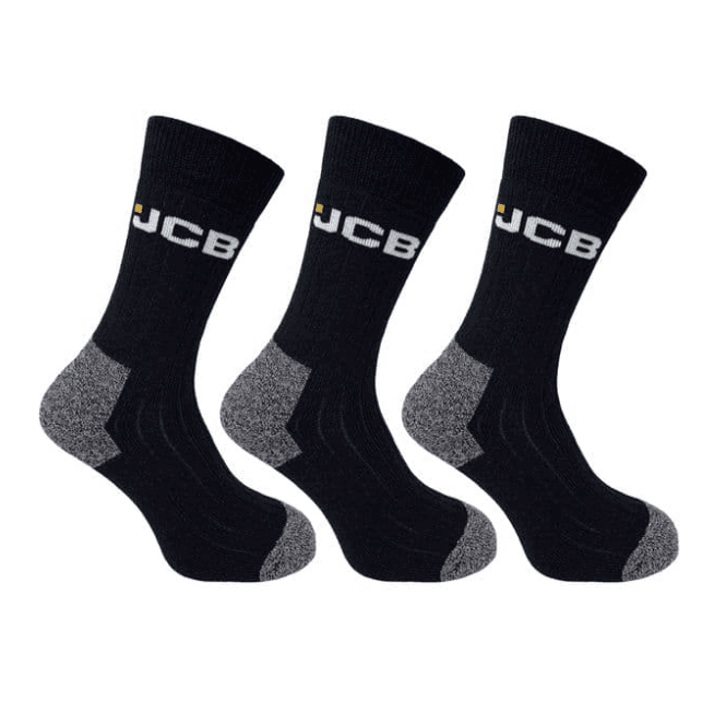 JCB Black 3-Pack Workwear Apparel Socks Size 6-11