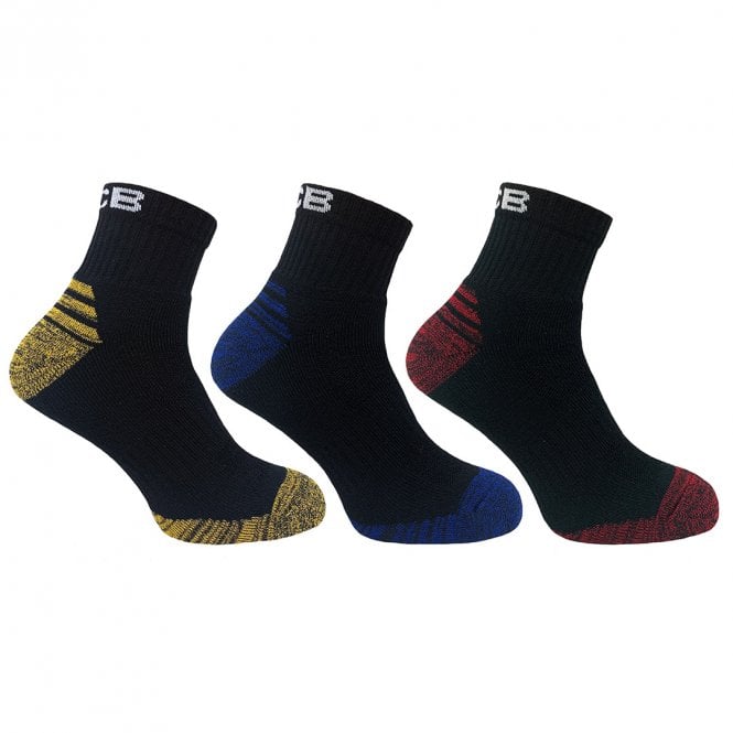JCB Black/Assorted Quarter Socks - 3 Pack (Size 9-12)
