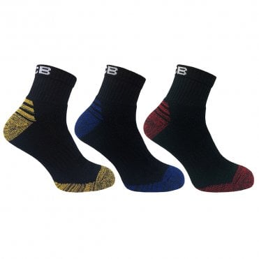 Black/Assorted Quarter Socks - 3 Pack (Size 9-12)