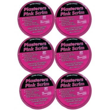 6 x Pink Scrim - ExTRA STICKY - Ultimate Adhesive Fibreglass Tape - 50mm x 90m