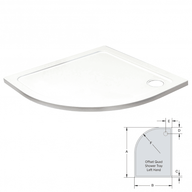 Kartell 1200mm x 800mm Offset Quadrant Low Profile Shower Tray LH