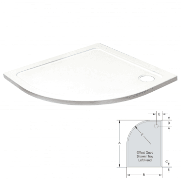 1200mm x 800mm Offset Quadrant Low Profile Shower Tray LH