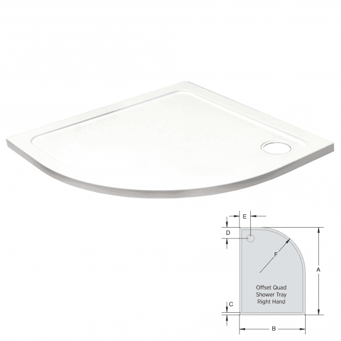 Kartell 1200mm x 800mm Offset Quadrant Low Profile Shower Tray RH