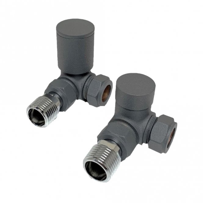 Kartell 15mm Modern Corner Radiator Valves Textured Grey (Pair)