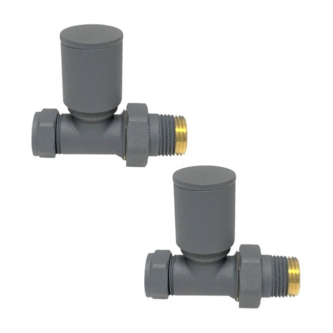 Kartell 15mm Modern Straight Radiator Valves Textured Grey (Pair) 