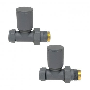 15mm Modern Straight Radiator Valves Textured Grey (Pair) 