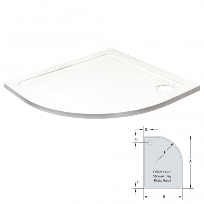 Kartell 900mm x 760mm Offset Quadrant Low Profile Shower Tray RH