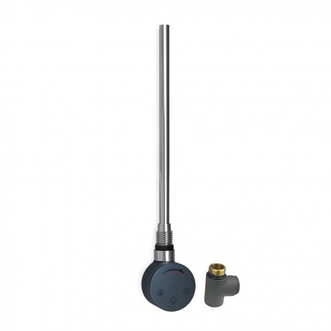 Kartell Anthracite 600W Dual Fuel Touch Thermostatic Heated Towel Rail Element & Tee