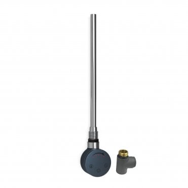Anthracite 600W Dual Fuel Touch Thermostatic Heated Towel Rail Element & Tee