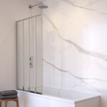 Aqualux 1400 x 840mm Silver 4 Panel Folding Bath Screen