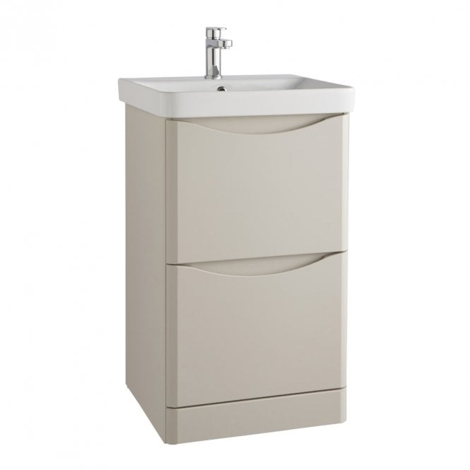 Kartell Arc 500mm Matt Cashmere 2 Drawer Floor Standing Vanity Unit & Ceramic Basin