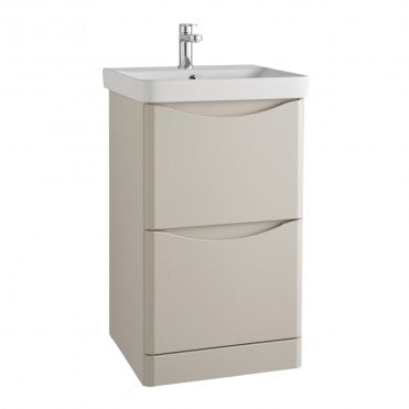 Arc 500mm Matt Cashmere 2 Drawer Floor Standing Vanity Unit & Ceramic Basin