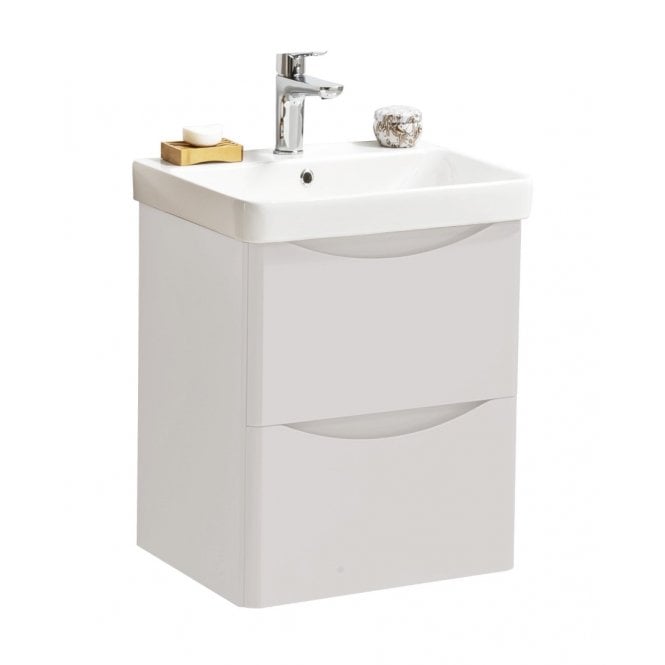 Kartell Arc 500mm Matt Cashmere 2 Drawer Wall Hung Vanity Unit & Ceramic Basin