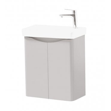Arc 500mm Matt Cashmere Wall Mounted Cloakroom Vanity Unit & Basin