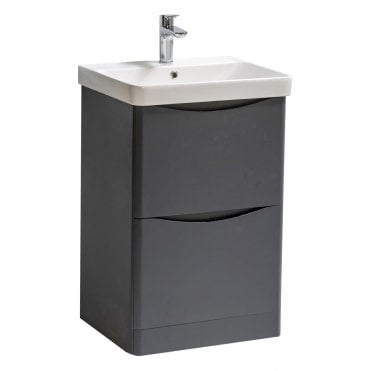 Arc 500mm Matt Graphite 2 Drawer Floor Standing Vanity Unit & Ceramic Basin