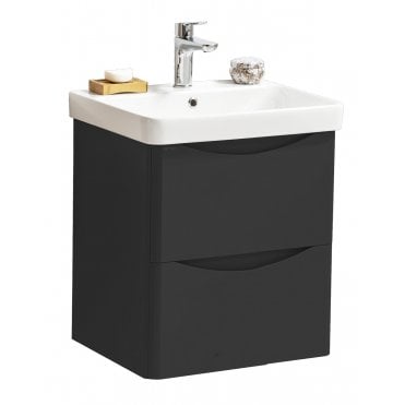 Arc 500mm Matt Graphite 2 Drawer Wall Hung Vanity Unit & Ceramic Basin