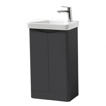 Arc 500mm Matt Graphite Floor Standing Cloakroom Vanity Unit & Basin