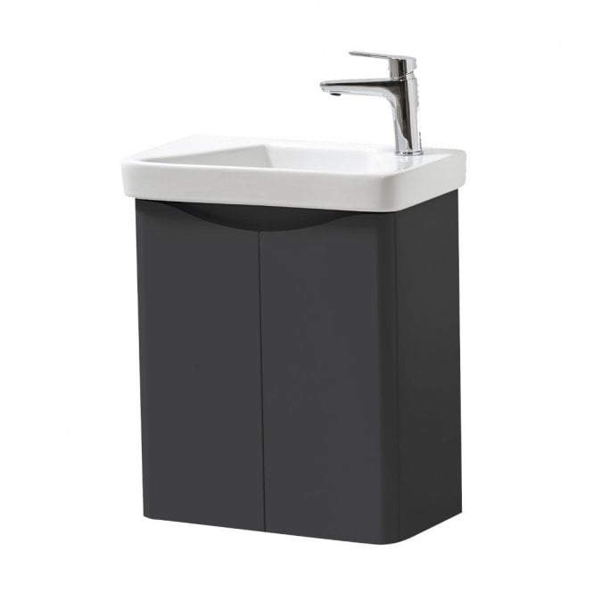Kartell Arc 500mm Matt Graphite Wall Mounted Cloakroom Vanity Unit & Basin