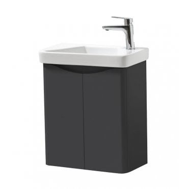 Arc 500mm Matt Graphite Wall Mounted Cloakroom Vanity Unit & Basin