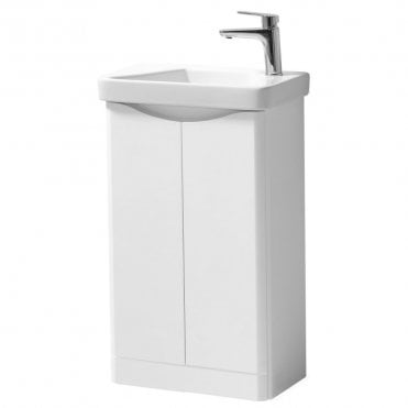 Arc 500mm White Gloss Floor Standing Cloakroom Vanity Unit & Basin