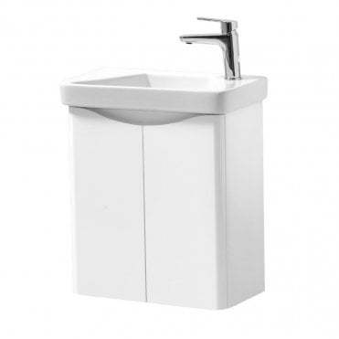 Arc 500mm White Gloss Wall Mounted Cloakroom Vanity Unit & Basin