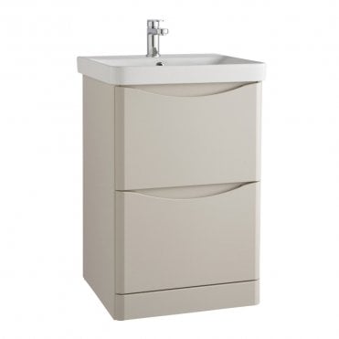 Arc 600mm Matt Cashmere 2 Drawer Floor Standing Vanity Unit & Ceramic Basin