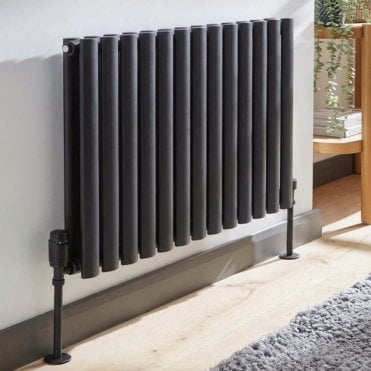 Aspen Grey Horizontal Oval Tube Double Designer Radiator