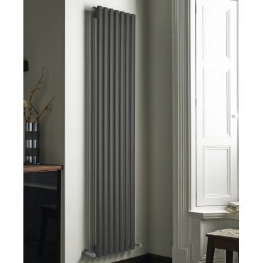Aspen Grey Vertical Oval Tube Single Designer Radiator
