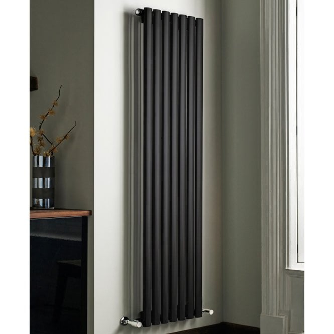 Kartell Aspen Matt Black Vertical Oval Tube Double Designer Radiator